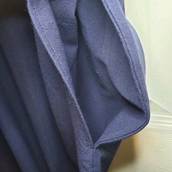 EILEEN FISHER Dress L Washable Stretch CrepeJumper V-Neck Sleeveless Navy Blue - Picture 10 of 12